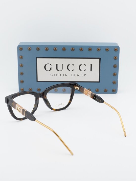 Gucci GG0601O 005 Cat Eye Eyeglasses 50mm - Havana / Gold main image 5
